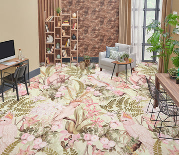 3D Leaves Pink Parrot 99185 Uta Naumann Floor Mural  Wallpaper Murals Self-Adhesive Removable Print Epoxy