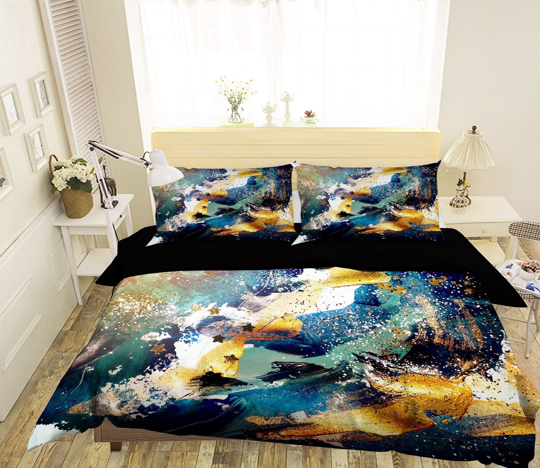 3D Gold Water Abstract 058 Bed Pillowcases Quilt Wallpaper AJ Wallpaper 