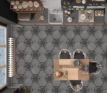 3D Dark Gray Hexagons 905 Floor Mural  Wallpaper Murals Rug & Mat Print Epoxy waterproof bath floor