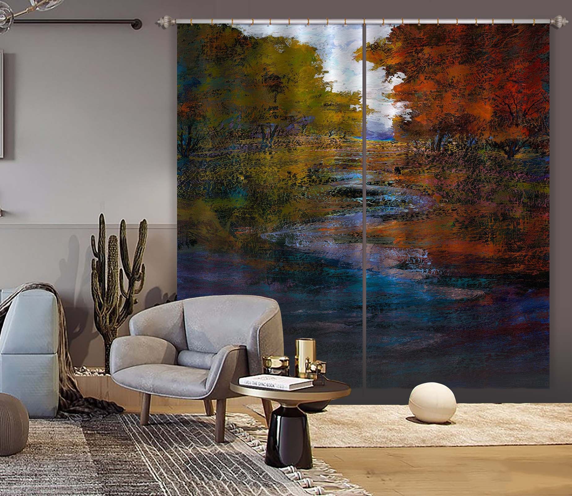 3D Forest River 242 Michael Tienhaara Curtain Curtains Drapes