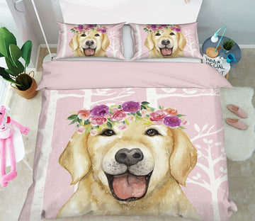 3D Labrador Flower 010 Uta Naumann Bedding Bed Pillowcases Quilt