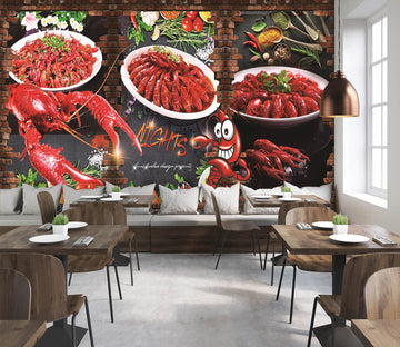 3D Flaming Lobster 034 Wall Murals