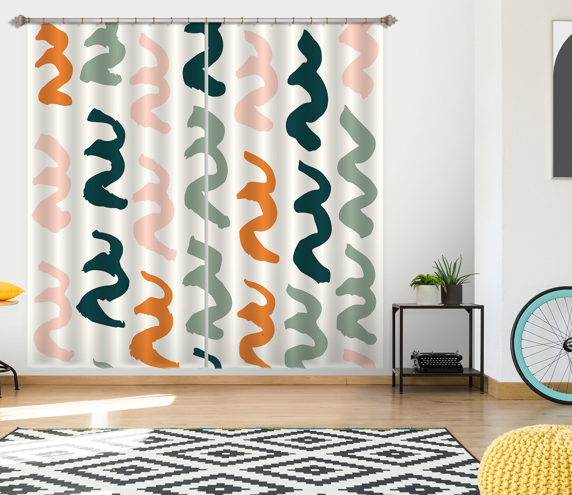 3D Color Wavy Curve 111115 Kashmira Jayaprakash Curtain Curtains Drapes