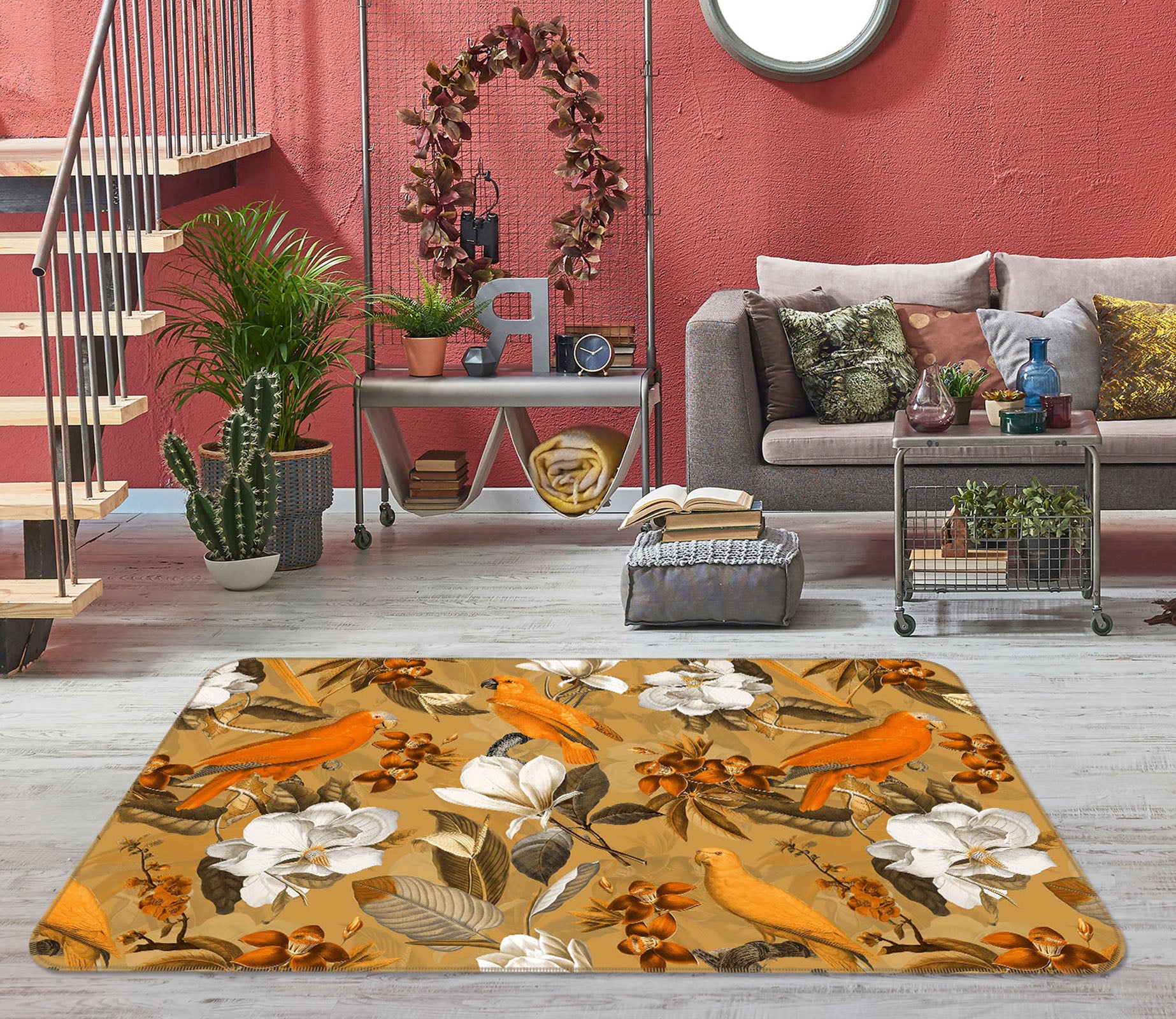 3D Flowers Birds 176 Uta Naumann Rug Non Slip Rug Mat