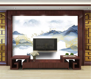 3D Golden Wave WC08 Wall Murals Wallpaper AJ Wallpaper 2 
