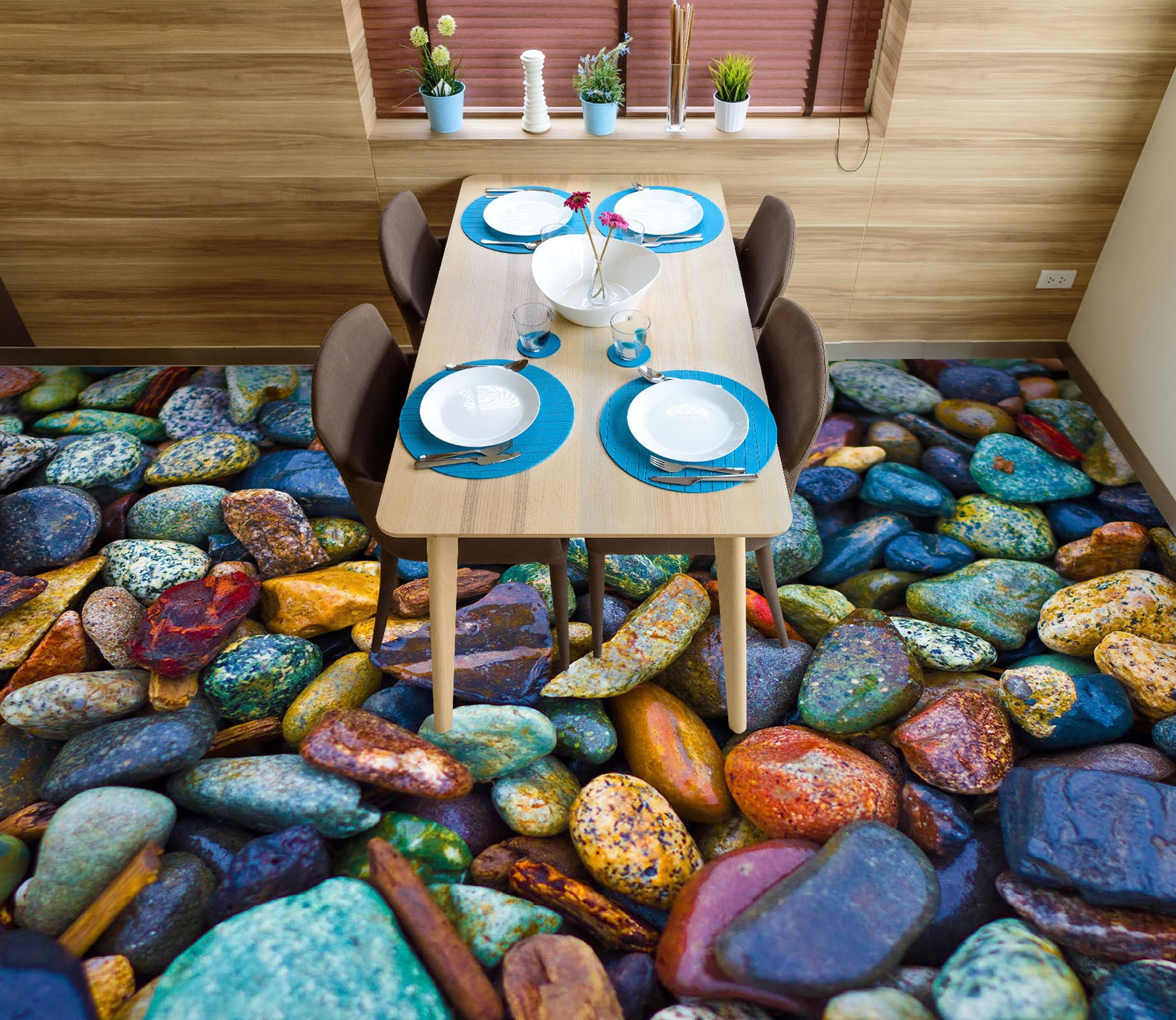 3D Rich Colored Pebbles 806 Floor Mural  Wallpaper Murals Rug & Mat Print Epoxy waterproof bath floor