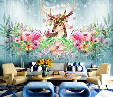 3D Flower Elk WC83 Wall Murals Wallpaper AJ Wallpaper 2 