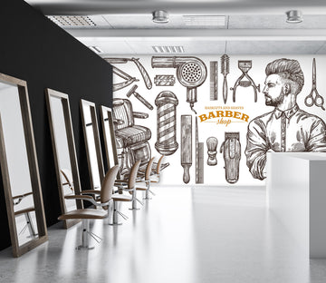 3D Haircut Scissor Chair 115161 Barber Shop Wall Murals