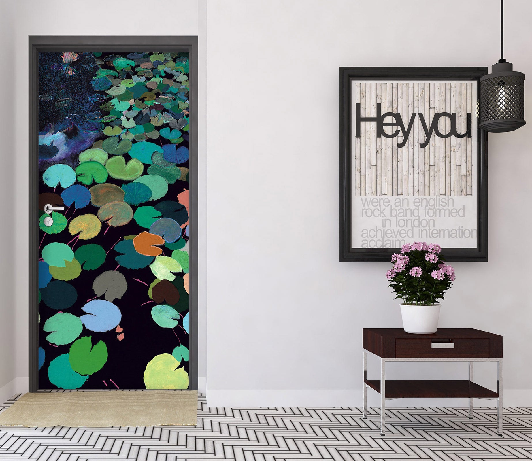 3D Color Lotus Leaf Pattern 93157 Allan P. Friedlander Door Mural