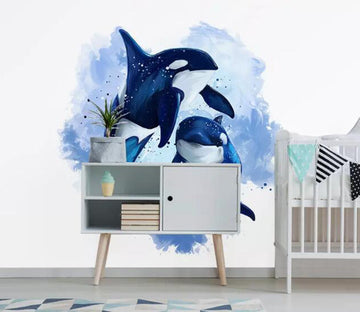 3D Cute Whale WG60 Wall Murals Wallpaper AJ Wallpaper 2 