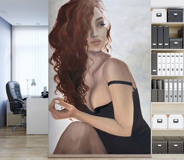 3D Woman Red Curly Hair 9830 Marina Zotova Wall Mural Wall Murals