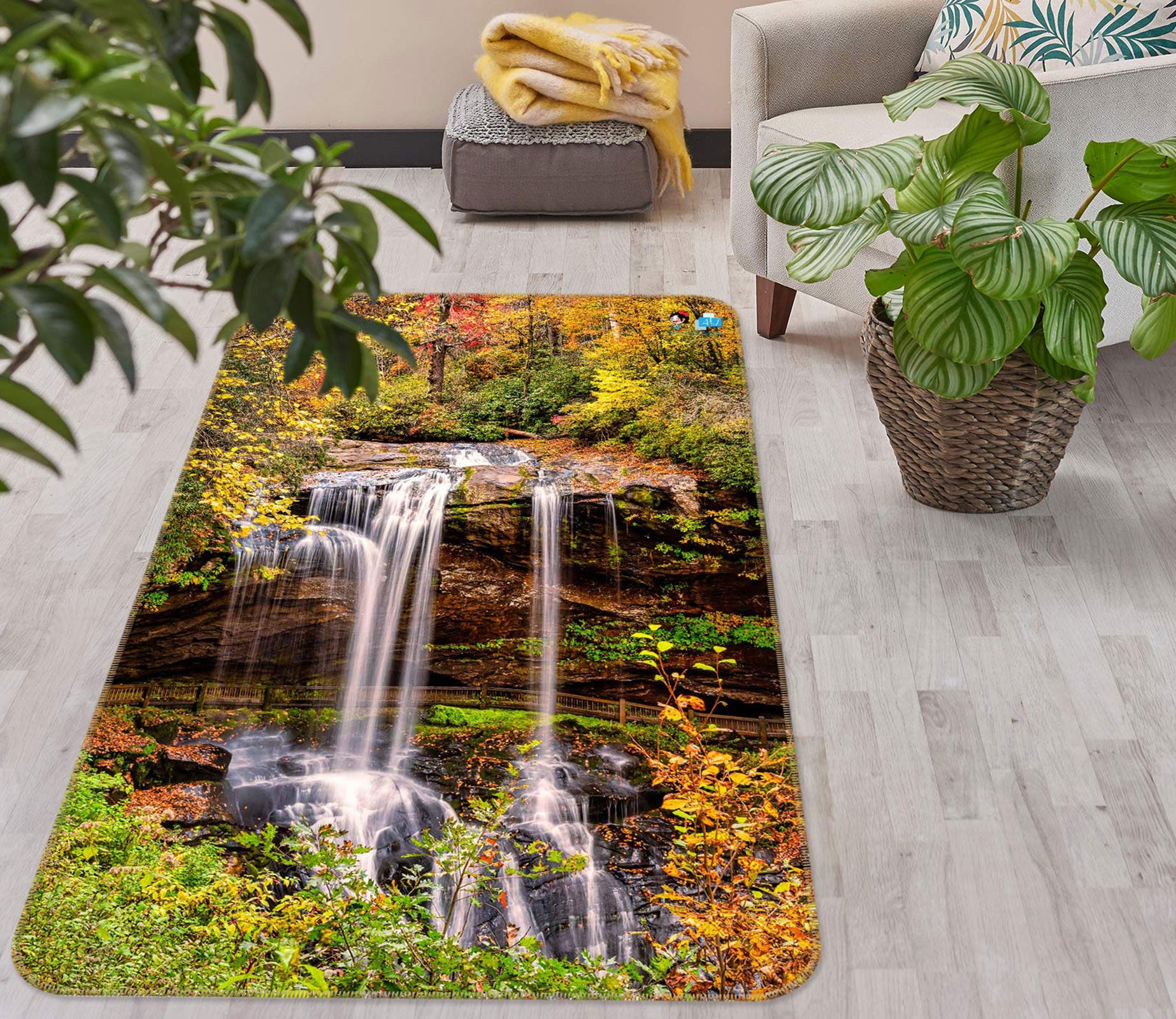 3D Forest Waterfall 5161 Beth Sheridan Rug Non Slip Rug Mat