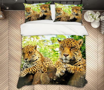 3D Two Leopards 72023 Bed Pillowcases Quilt
