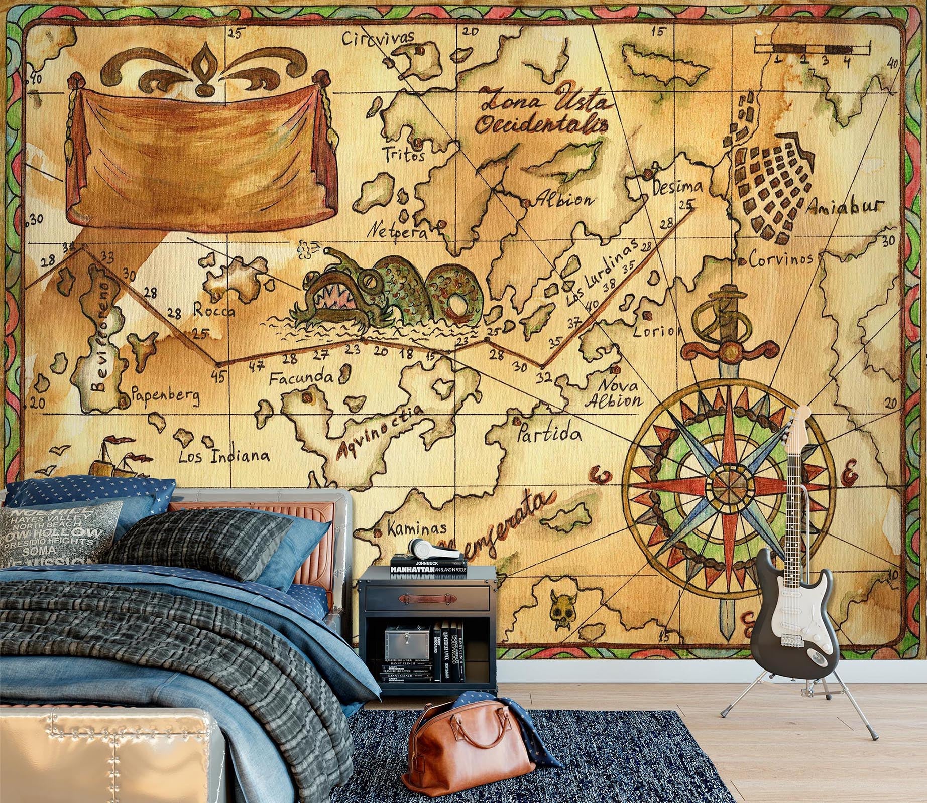 3D Vintage Map 1663 Wall Murals