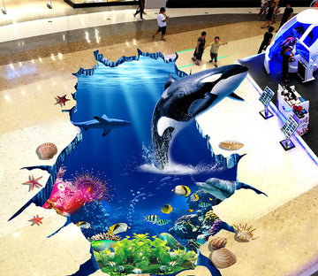 3D Marine Fish 183 Floor Mural  Self-Adhesive Sticker Bathroom Non-slip Waterproof Flooring Murals