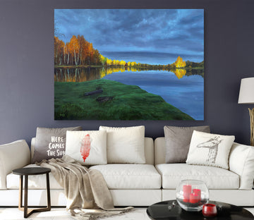 3D Lakeside Grass Trees 10056 Marina Zotova Wall Sticker