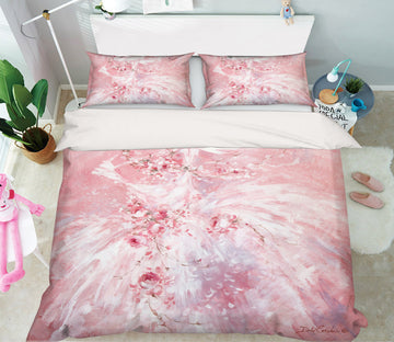 3D Pink Flower White Gauze Skirt 2122 Debi Coules Bedding Bed Pillowcases Quilt
