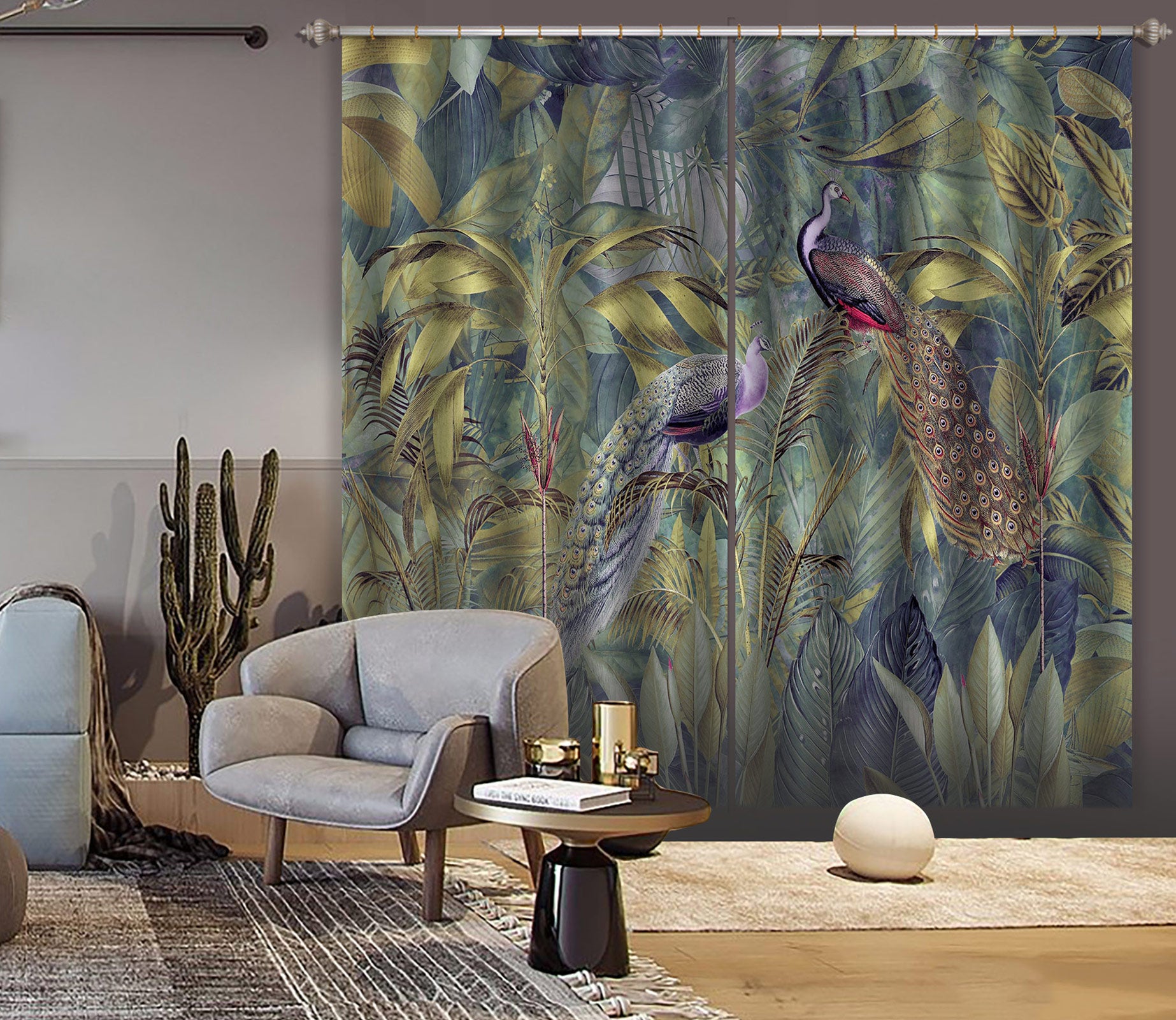 3D Peacock Jungle 017 Andrea haase Curtain Curtains Drapes