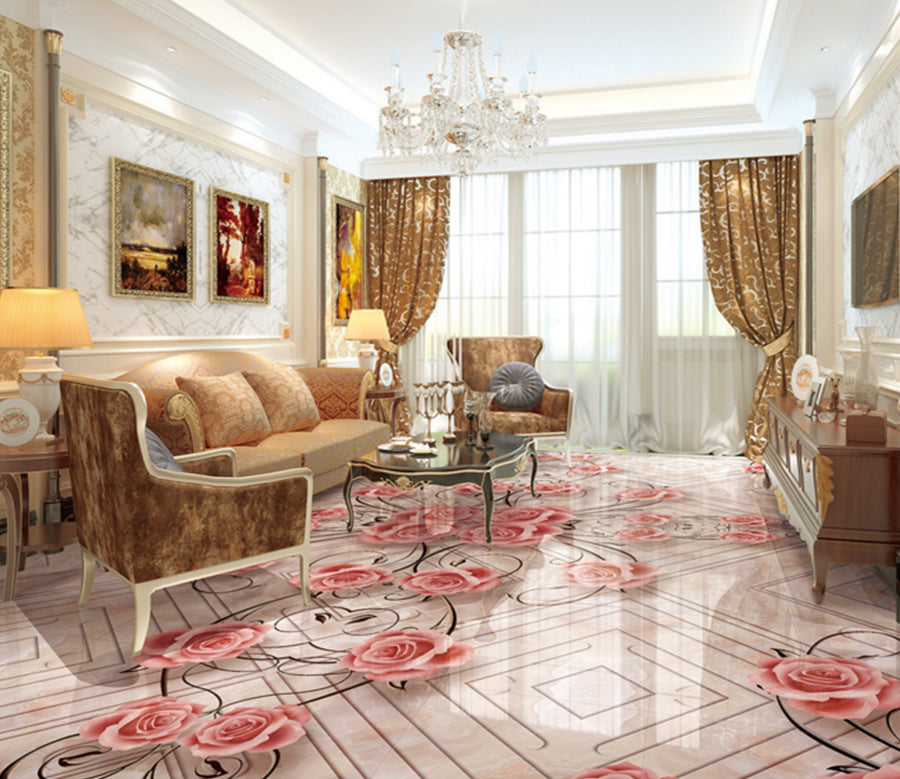 3D Pink Rose 328 Floor Mural  Wallpaper Murals Rug & Mat Print Epoxy waterproof bath floor