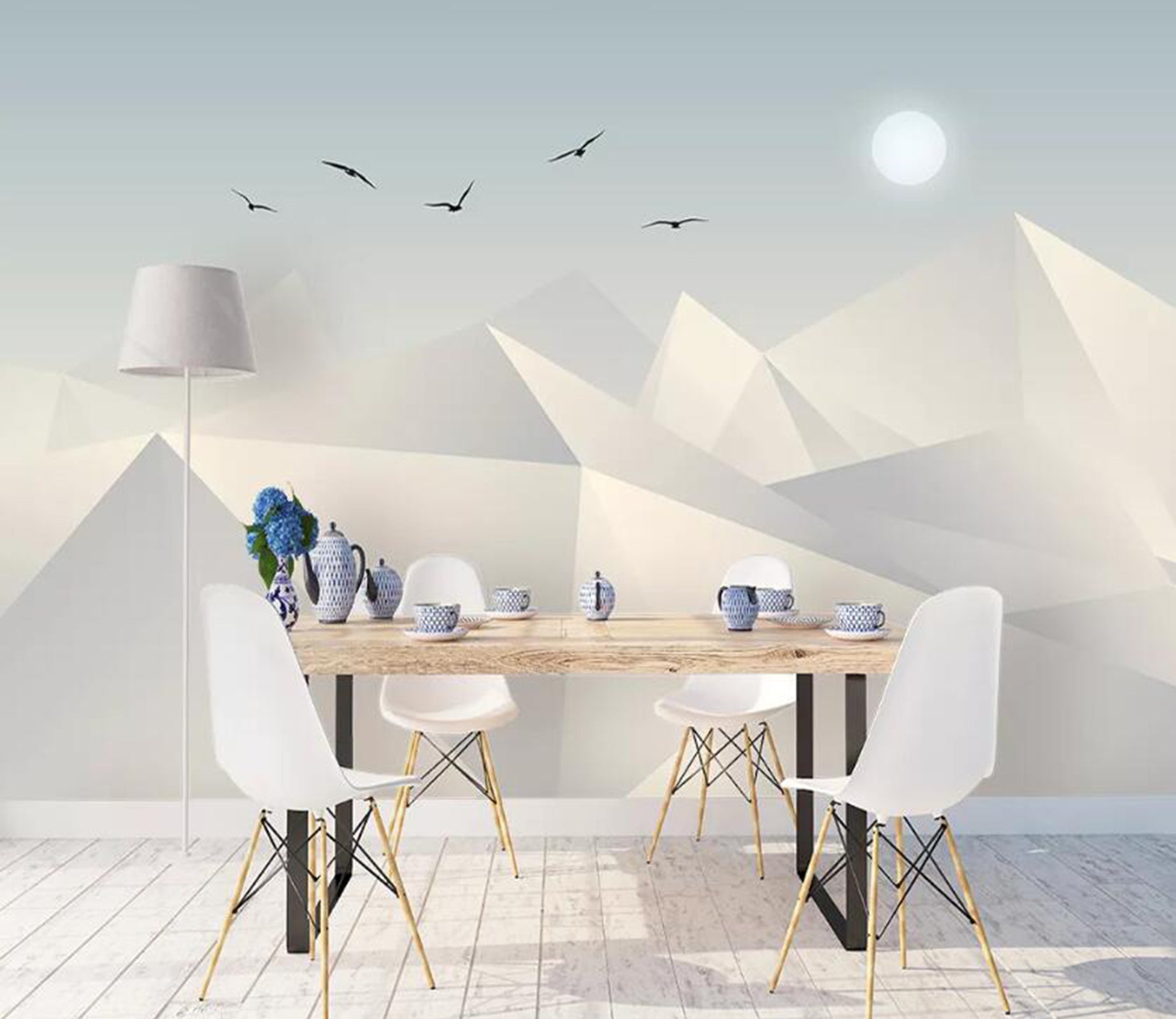 3D White Geometry WC55 Wall Murals Wallpaper AJ Wallpaper 2 