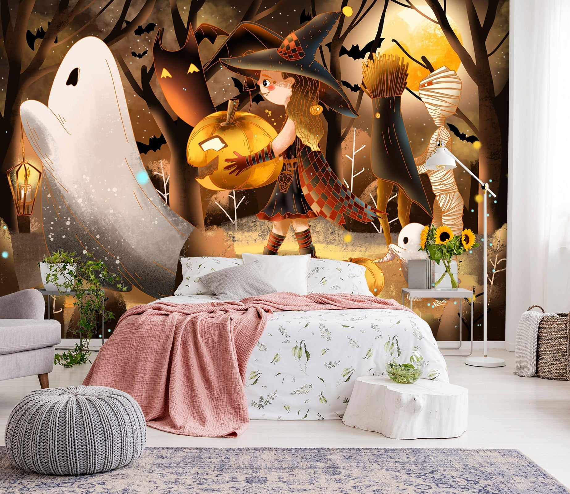 3D Girl Pumpkin Woods 1006 Halloween Wall Murals Wallpaper AJ Wallpaper 2 