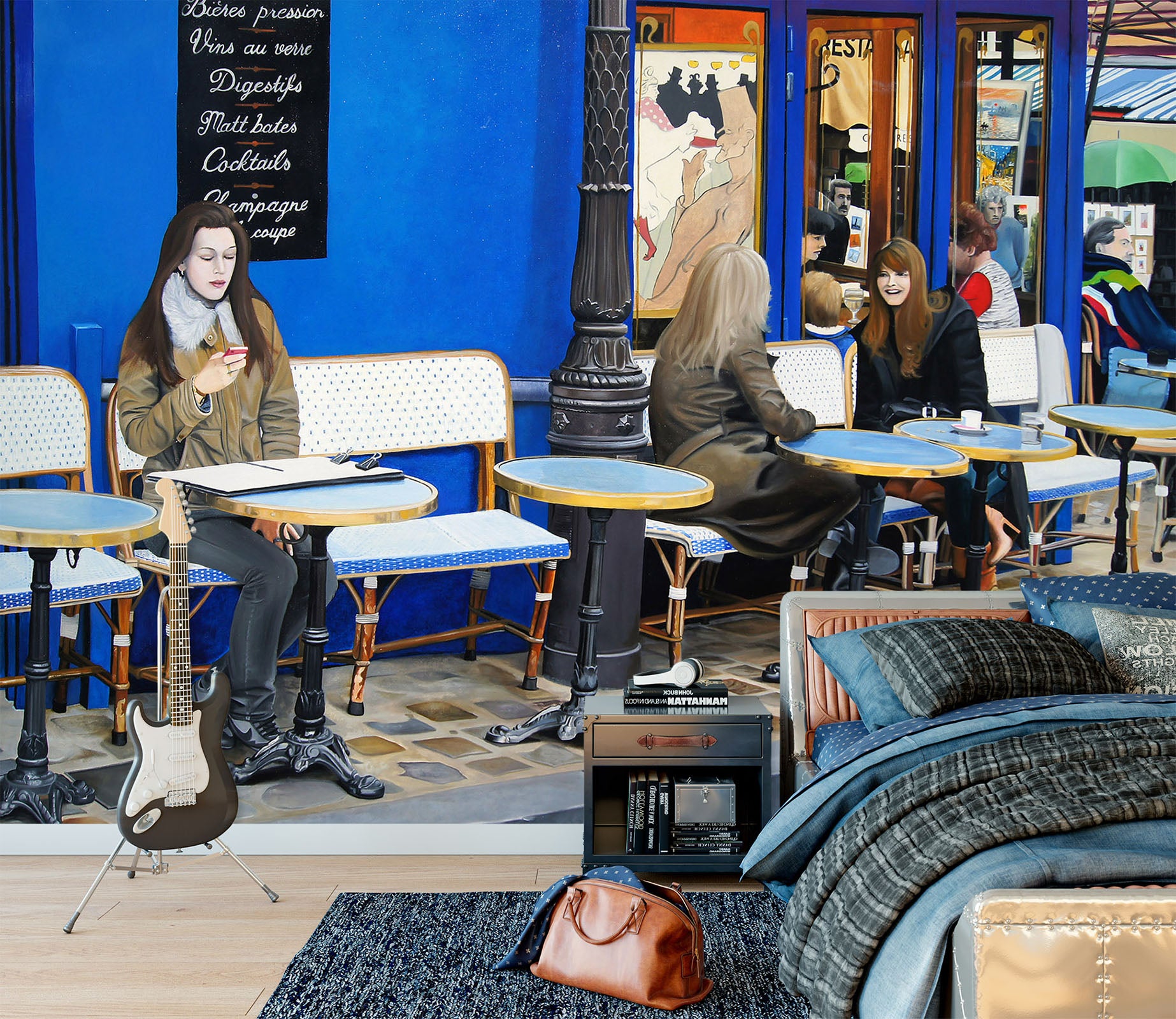 3D Street Tables Chairs 11101 Matthew Holden Bates Wall Mural Wall Murals