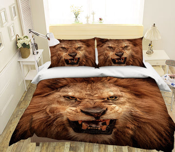 3D Fangs Lion 101 Bed Pillowcases Quilt