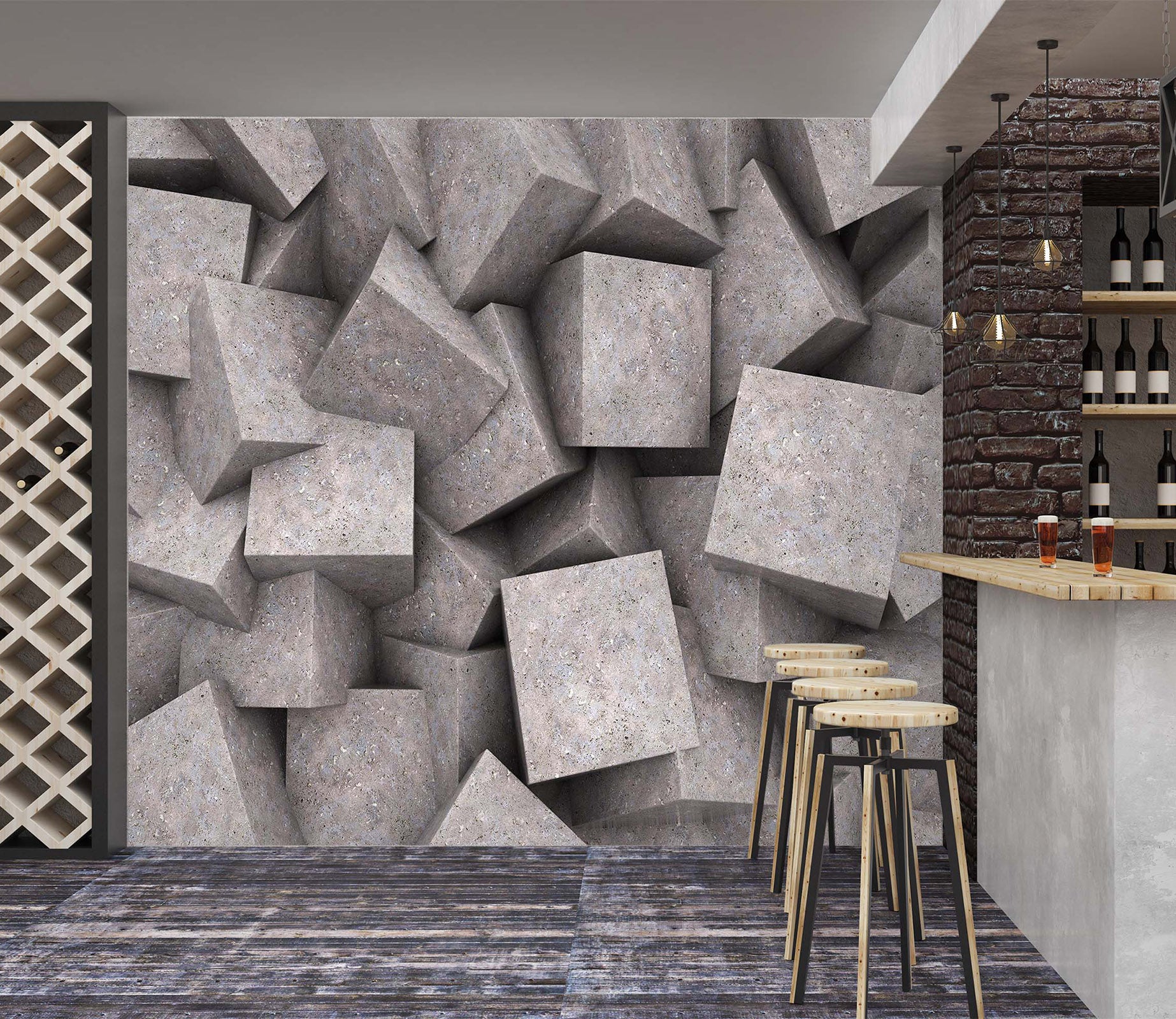 3D Gray Square 1512 Wall Murals