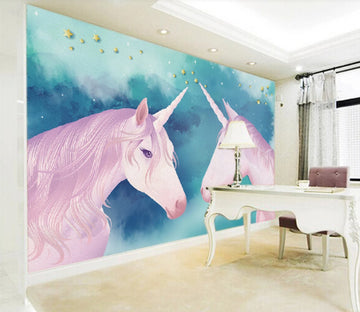 3D Pink Unicorn WC969 Wall Murals