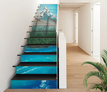 3D Snow Mountain River Forest 9479 Marina Zotova Stair Risers