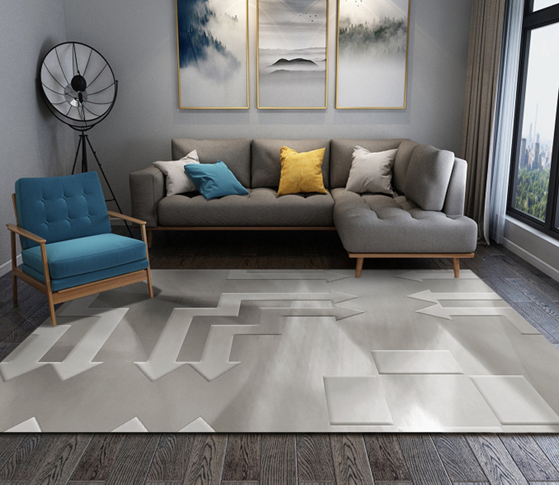 3D Gray Arrow WG198 Non Slip Rug Mat Mat AJ Creativity Home 