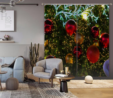 3D Red Ball 53104 Christmas Curtains Drapes Xmas