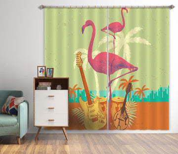 3D Flamingo Flock 057 Showdeer Curtain Curtains Drapes