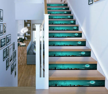 3D Green Moonlit Night 652 Stair Risers