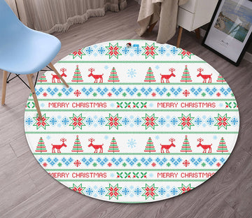 3D Merry Christmas Pattern 1 Round Non Slip Rug Mat Mat AJ Creativity Home 