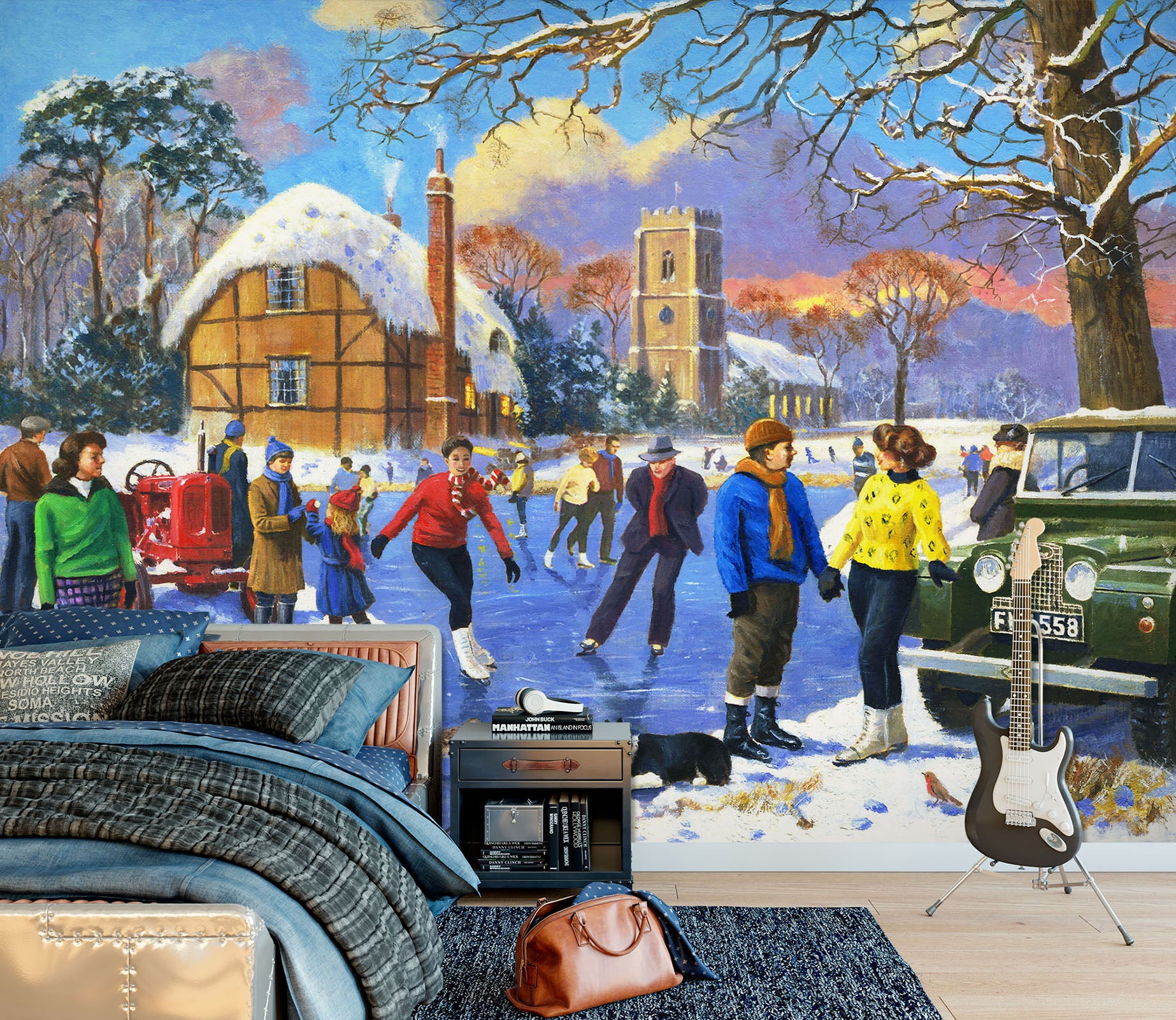 3D Winter Skating 112 Kevin Walsh Wall Mural Wall Murals