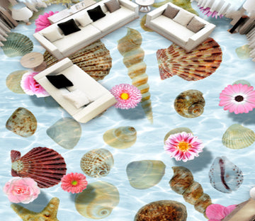 3D Shell Flowers 249 Floor Mural  Wallpaper Murals Rug & Mat Print Epoxy waterproof bath floor
