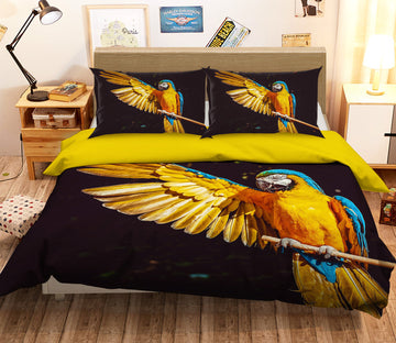 3D Yellow Parrot 017 Bed Pillowcases Quilt