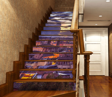 3D Sunset Sky Houses 99122 Assaf Frank Stair Risers