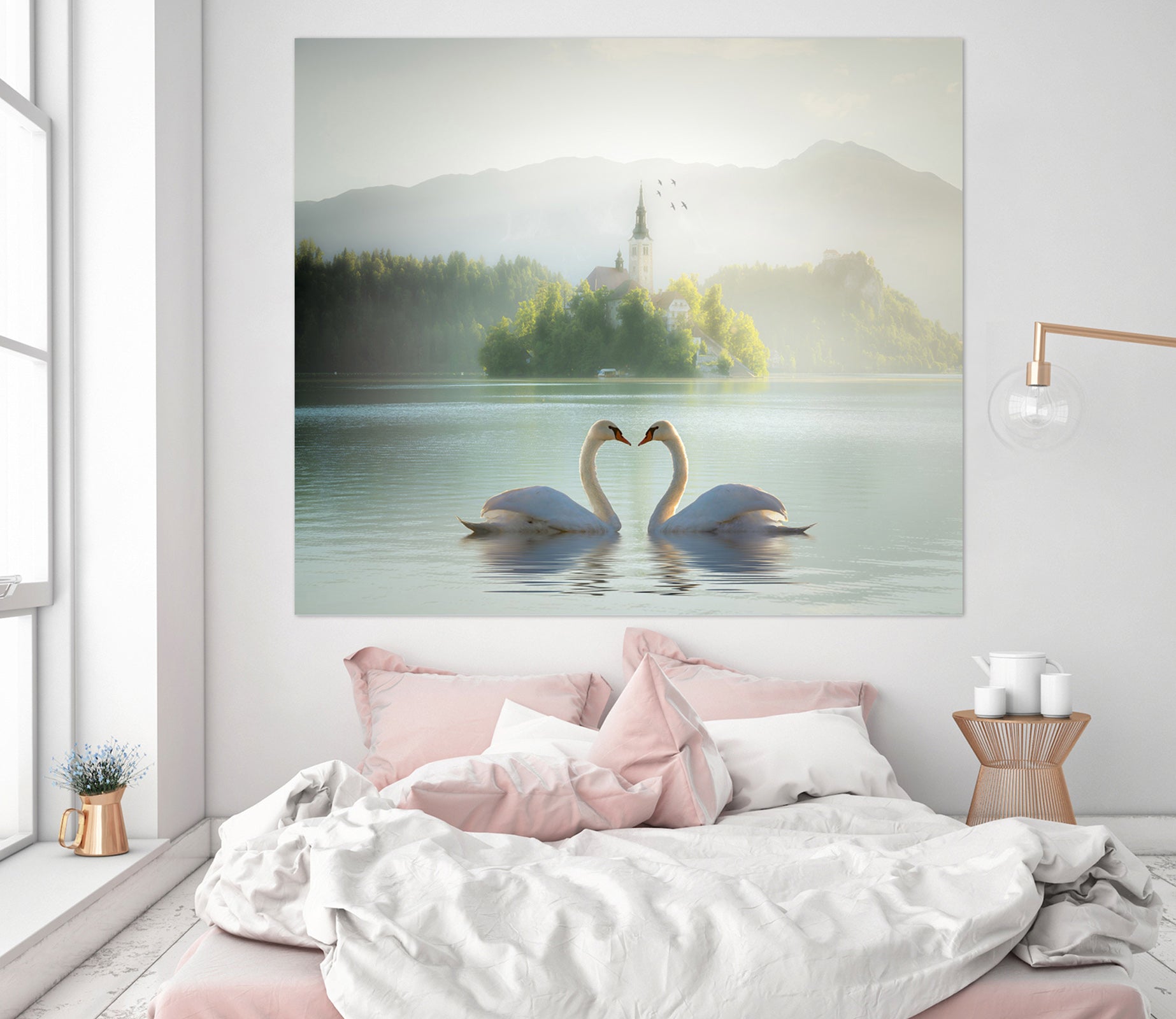 3D Swan Lake 124 Marco Carmassi Wall Sticker