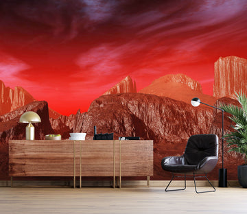 3D Red Sky Mountain Stone 57228 Wall Murals
