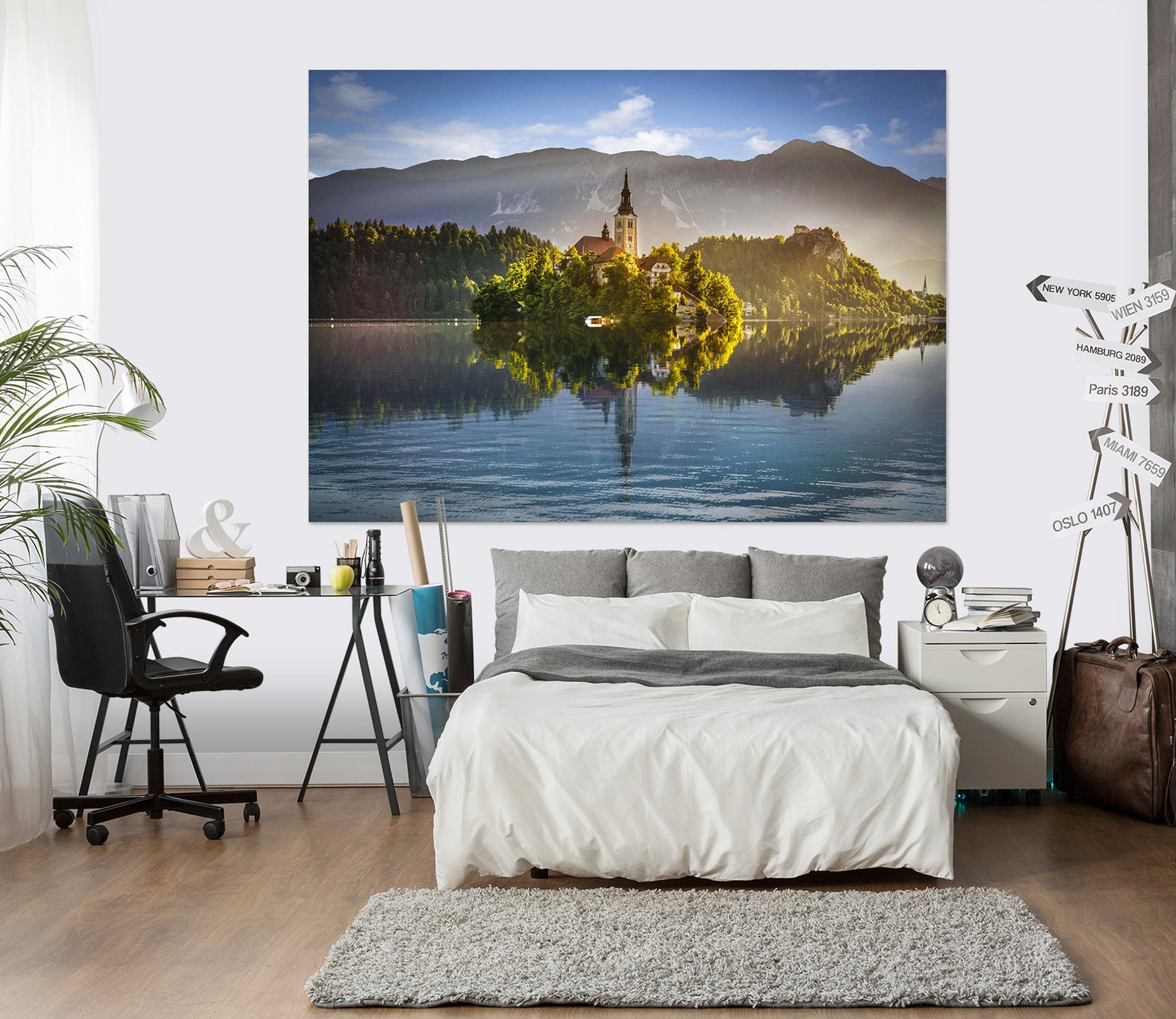 3D Forest Lake 113 Marco Carmassi Wall Sticker