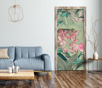 3D Pink Flower Leaves 118104 Andrea Haase Door Mural