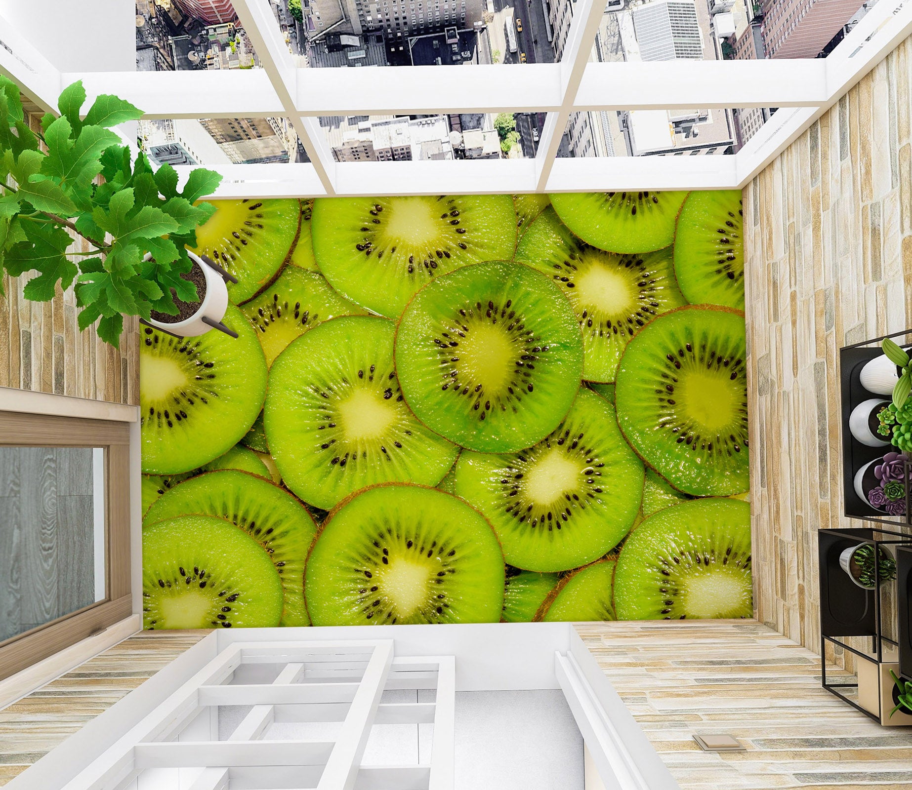 3D Green Kiwis 1406 Floor Mural  Wallpaper Murals Self-Adhesive Removable Print Epoxy
