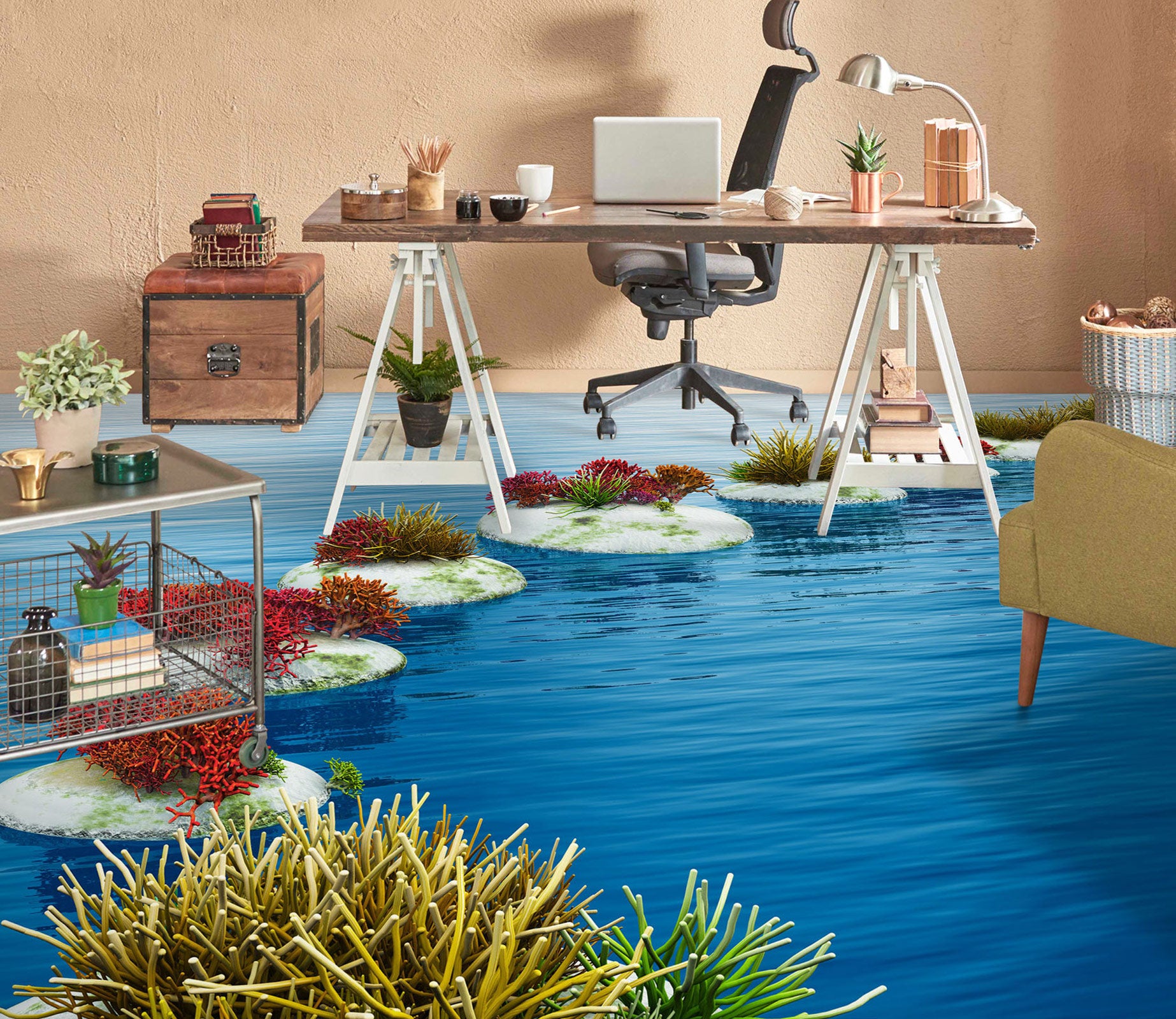 3D Plant Stone Road 1012 Floor Mural  Wallpaper Murals Self-Adhesive Removable Print Epoxy