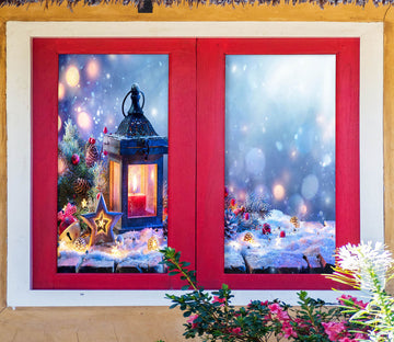 3D Candle Snow 31095 Christmas Window Film Print Sticker Cling Stained Glass Xmas