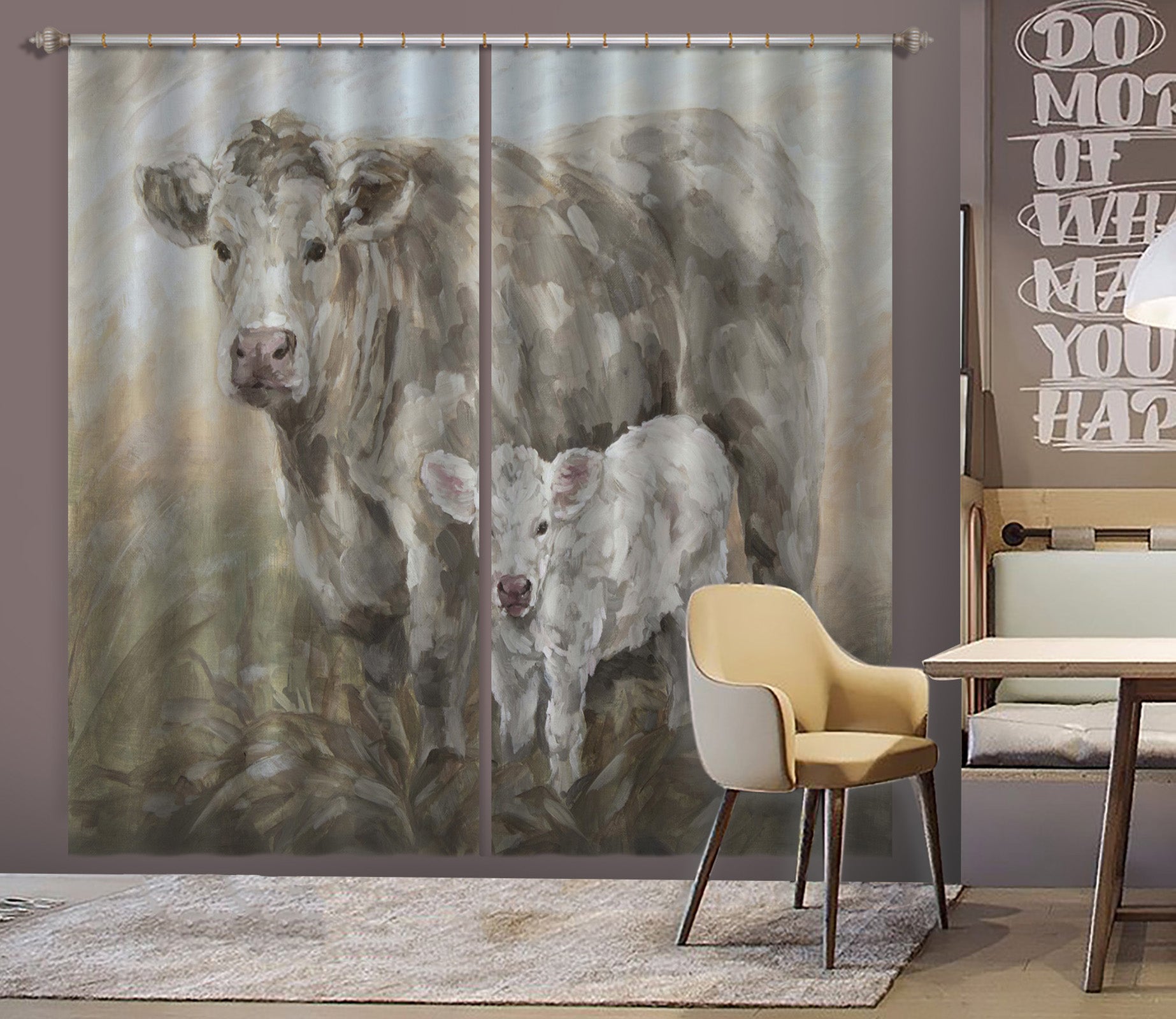 3D Sketch Cow 060 Debi Coules Curtain Curtains Drapes