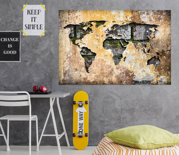 3D Vintage Paper 236 World Map Wall Sticker