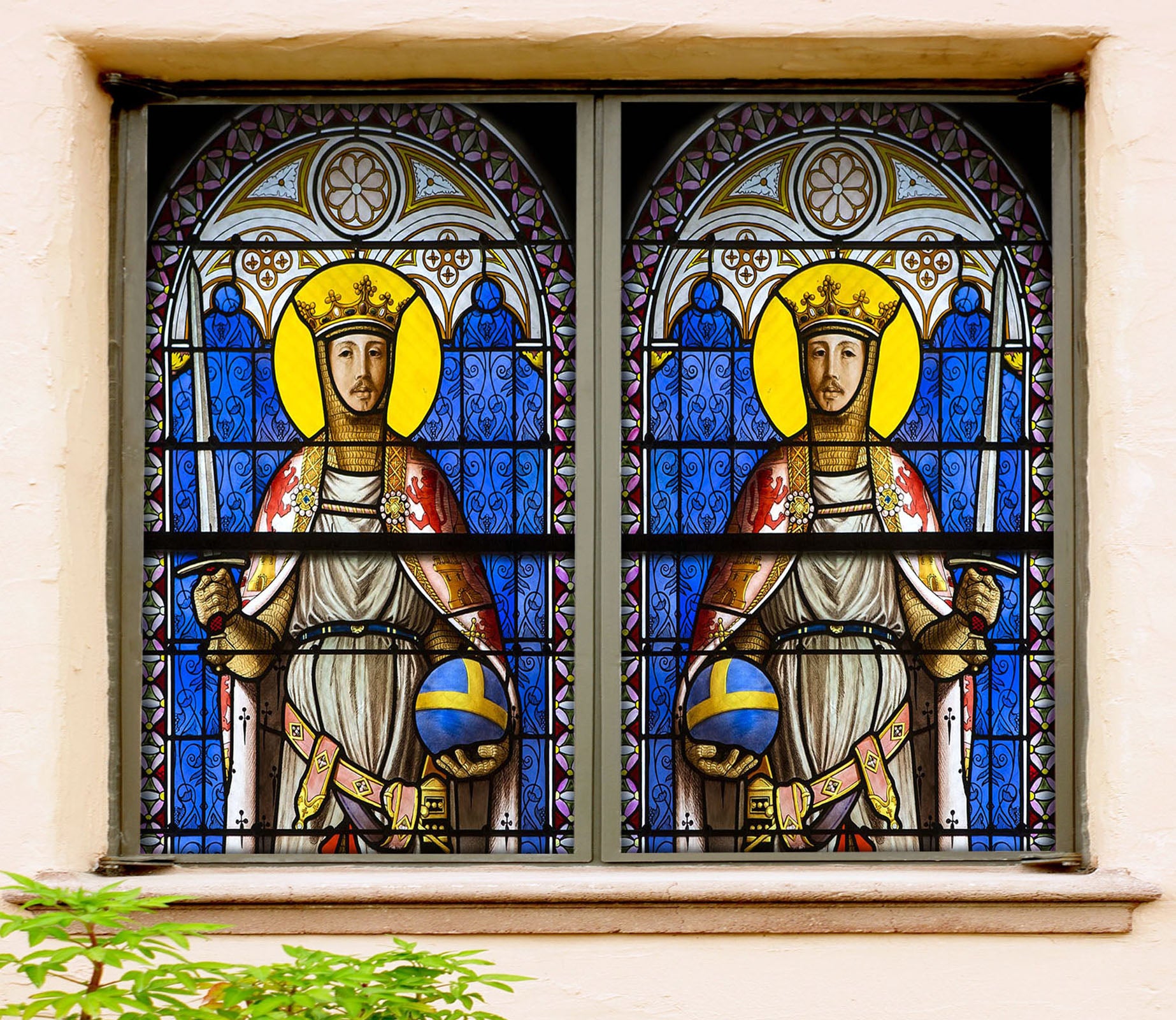 3D Prince Warrior 183 Window Film Print Sticker Cling Stained Glass UV Block