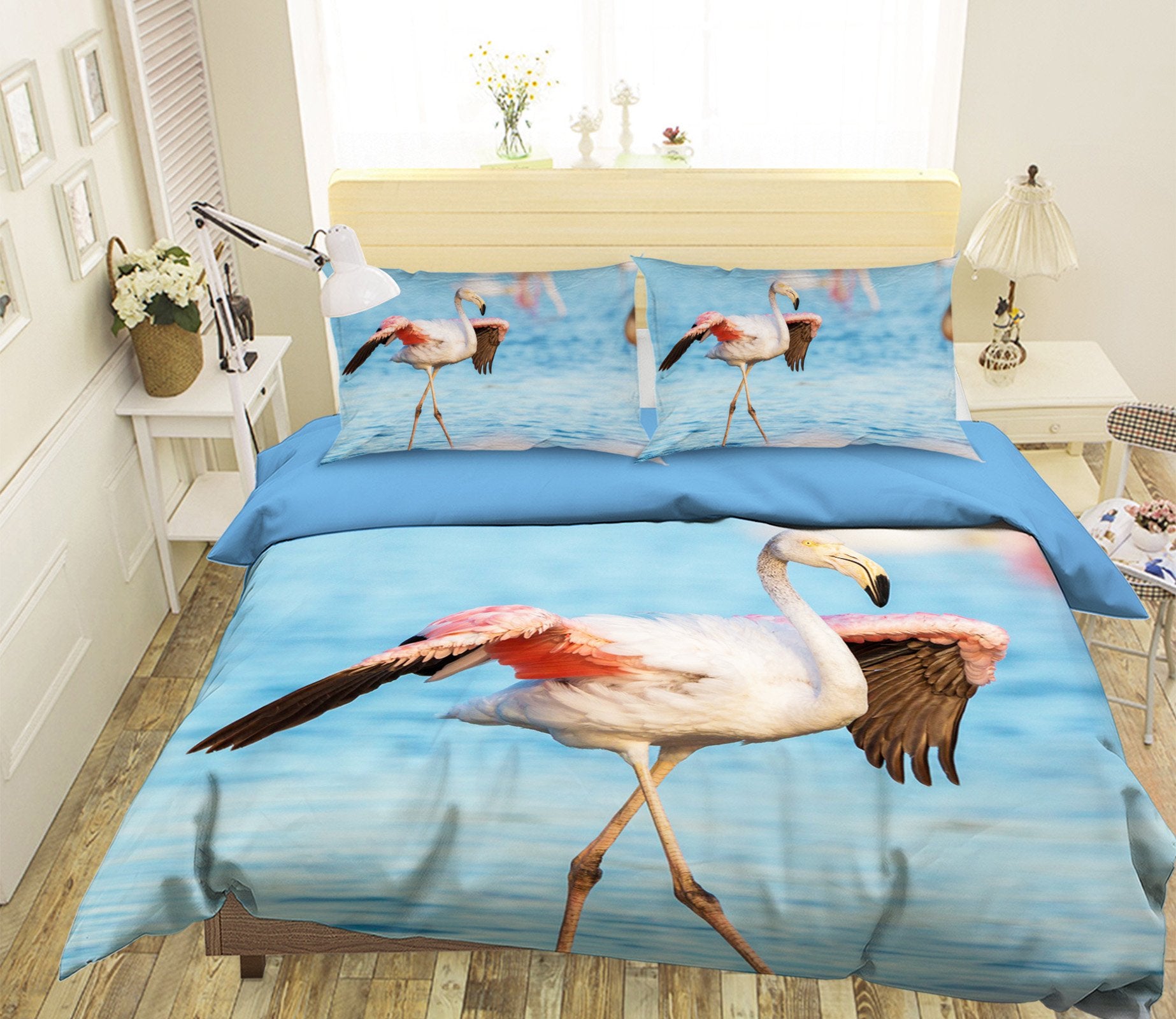 3D Flamingo 1940 Bed Pillowcases Quilt Quiet Covers AJ Creativity Home 
